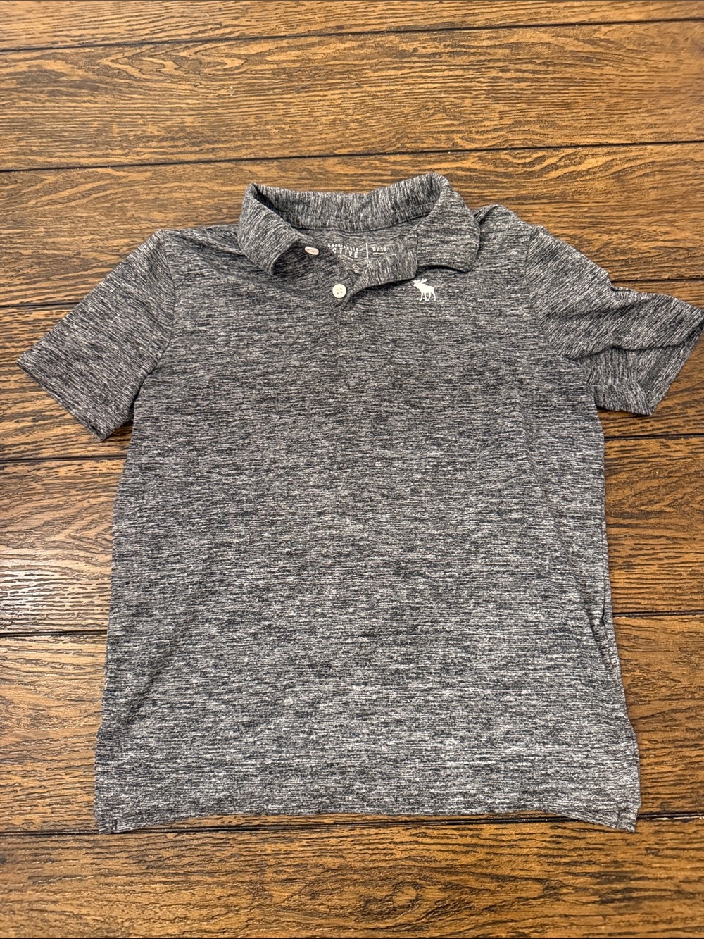 abercrombie kids Heather Gray Polo Shirt with Embroidered Moose